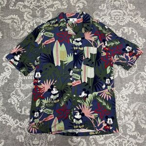 Disney Mickey Mouse Men's S Hawaiian Shirt Floral Tropical Casual